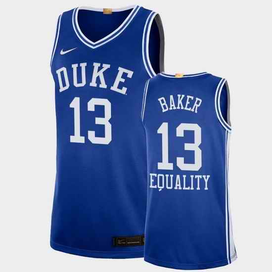 Men Duke Blue Devils Joey Baker Equality Social Justice Blue College Basketball Jersey